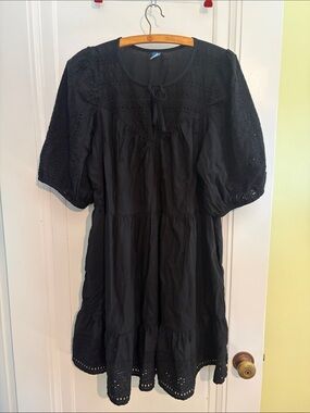 Old Navy Black Eyelet Midi Dress
